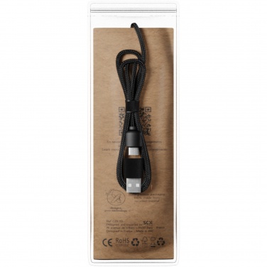 Logo trade promotional products image of: SCX.design C40 5-in-1 rPET light-up logo charging cable and 10W charging pad