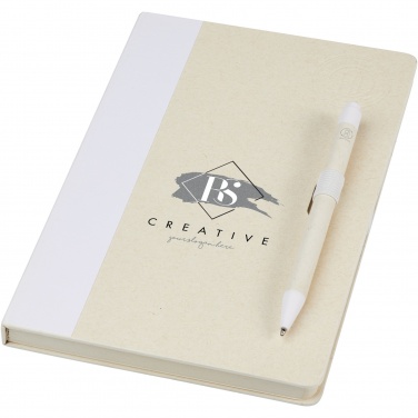 Logo trade promotional gifts image of: Dairy Dream A5 size reference recycled milk cartons notebook and ballpoint pen set