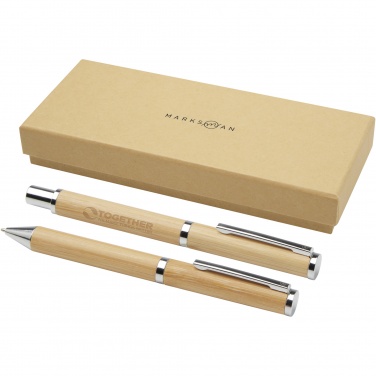 Logotrade promotional gifts photo of: Apolys bamboo ballpoint and rollerball pen gift set 