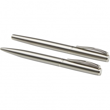 Logo trade promotional gifts image of: Didimis recycled stainless steel ballpoint and rollerball pen set