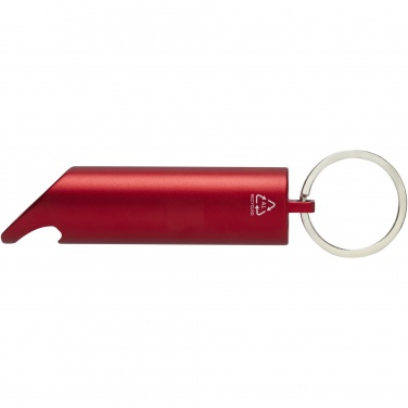 Logotrade promotional merchandise photo of: Flare RCS recycled aluminium IPX LED light and bottle opener with keychain
