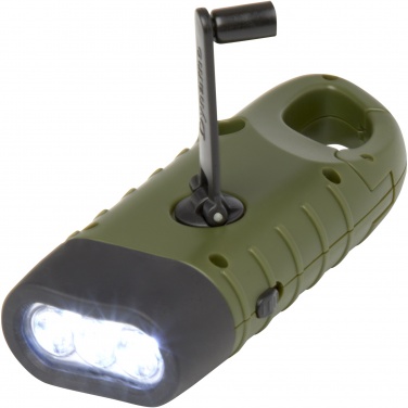 Logotrade promotional gift picture of: Helios recycled plastic solar dynamo flashlight with carabiner