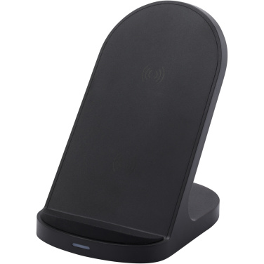 Logo trade promotional gift photo of: Loop 15W dual coil RCS recycled plastic wireless charging stand
