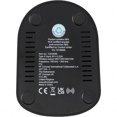 Logo trade promotional items picture of: Loop 15W dual coil RCS recycled plastic wireless charging stand