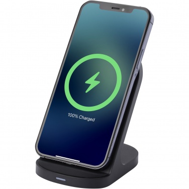 Logotrade promotional item picture of: Loop 15W dual coil RCS recycled plastic wireless charging stand