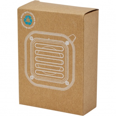 Logotrade business gift image of: Solo 3W IPX5 RCS recycled plastic solar Bluetooth® speaker with carabiner 