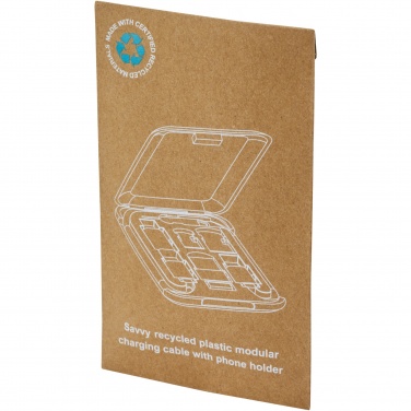 Logo trade promotional item photo of: Savvy recycled plastic modular charging cable with phone holder