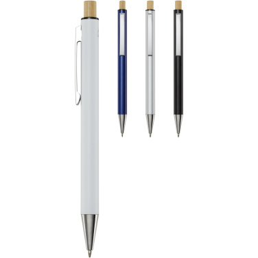 Logo trade promotional item photo of: Cyrus recycled aluminium ballpoint pen (black ink)
