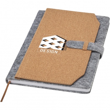 Logo trade promotional merchandise image of: Viviana A5 recycled felt and cork notebook