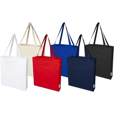 Logo trade advertising products image of: Madras 140 g/m² GRS recycled cotton gusset tote bag