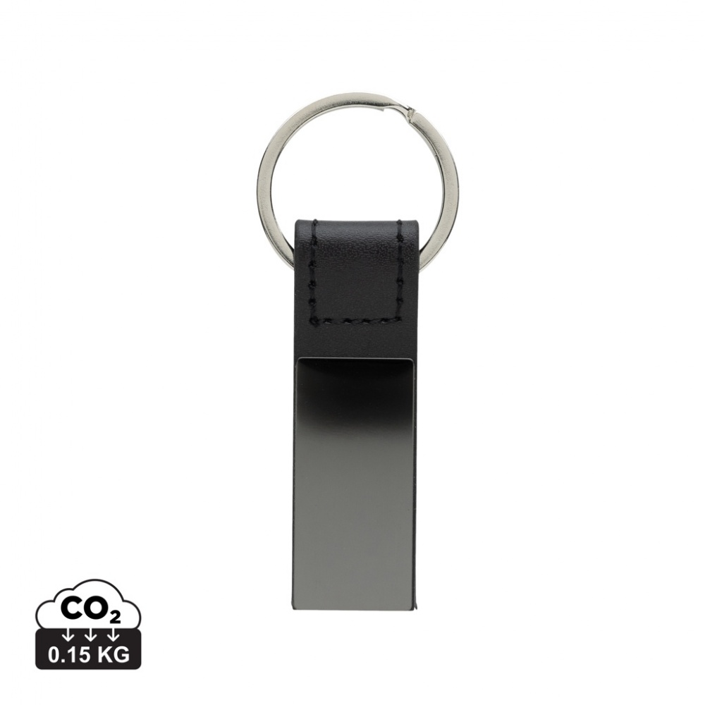 Logo trade corporate gifts picture of: Luxury PU keychain RCS recycled zinc alloy