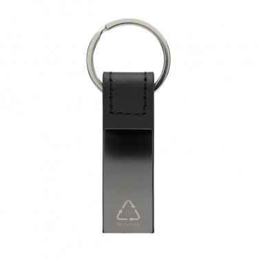 Logo trade business gifts image of: Luxury PU keychain RCS recycled zinc alloy