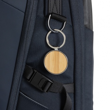 Logotrade promotional merchandise image of: RCS recycled zinc alloy round keychain with bamboo