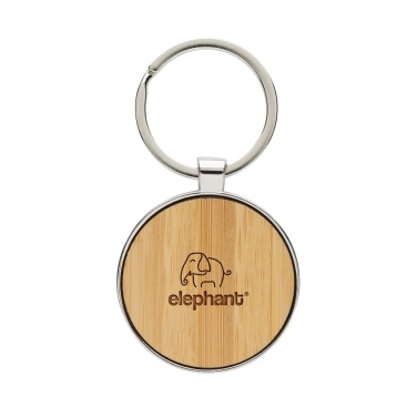 Logo trade business gift photo of: RCS recycled zinc alloy round keychain with bamboo