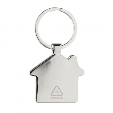 Logo trade corporate gifts picture of: RCS recycled zinc alloy house keychain with bamboo