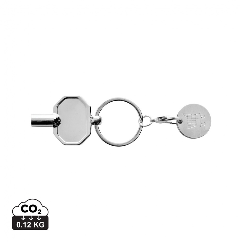 Logo trade promotional item photo of: RCS recycled zinc alloy radiator key keychain with coin