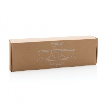 Logo trade promotional gift photo of: Ukiyo 3pc serving bowl set with bamboo tray