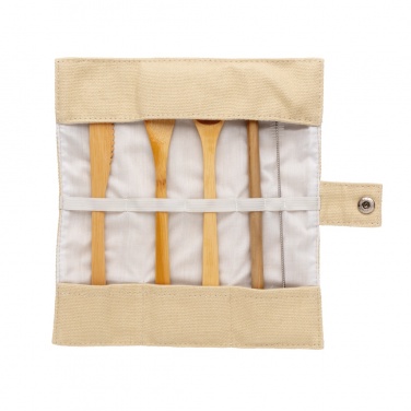 Logo trade promotional items image of: Reusable bamboo travel cutlery set