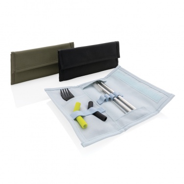 Logo trade promotional giveaways picture of: Tierra 2pcs straw and cutlery set in pouch