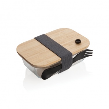 Logo trade promotional items image of: Glass lunchbox with bamboo lid