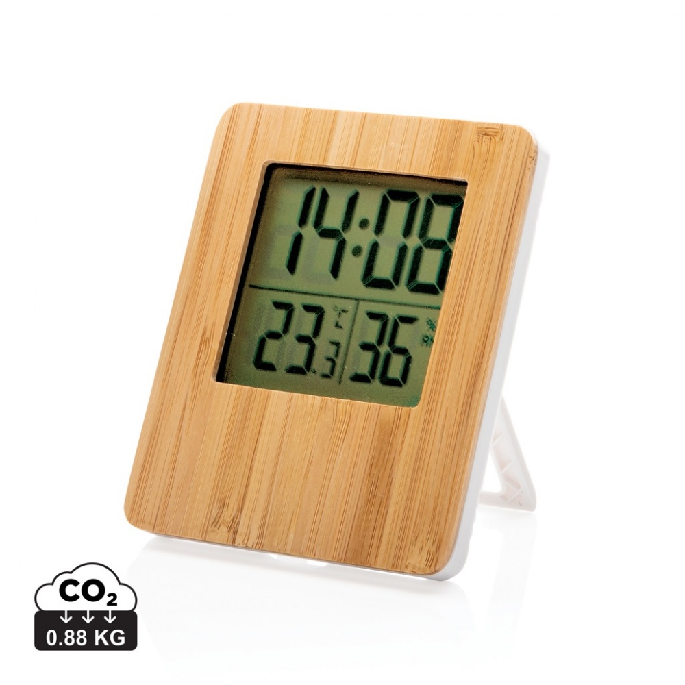 Logo trade promotional gifts image of: Bamboo weather station