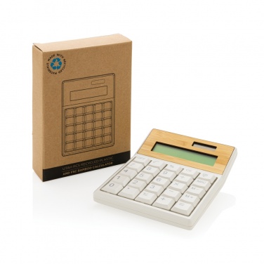 Logo trade promotional merchandise photo of: Utah RCS recycled plastic and  bamboo calculator