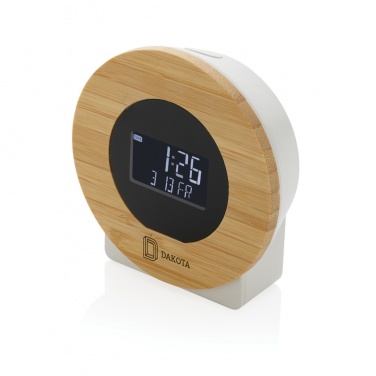 Logo trade promotional gifts picture of: Utah RCS rplastic and bamboo LCD desk clock