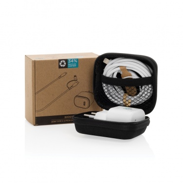 Logotrade corporate gift image of: Boost RCS reycled PET 20W type C 2 pcs charging set