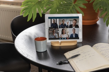 Logo trade promotional giveaways picture of: Bamboo tablet and phone holder
