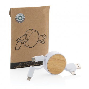 Logotrade promotional merchandise picture of: RCS recycled plastic Ontario 6-in-1 retractable cable
