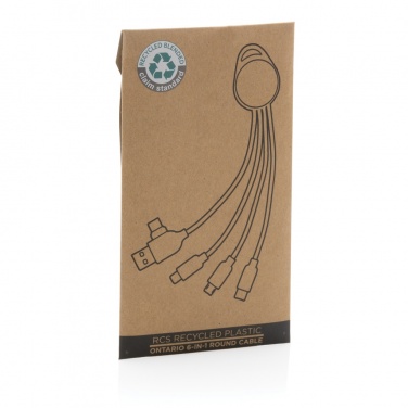 Logotrade promotional product picture of: RCS recycled plastic Ontario 6-in-1 round cable