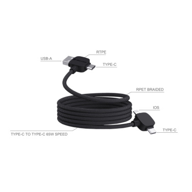 Logo trade promotional products image of: Urban Vitamin Stockton 65W RCS RTPE/RPET magnetic cable