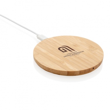 Logotrade promotional item image of: Bamboo 5W round wireless charger