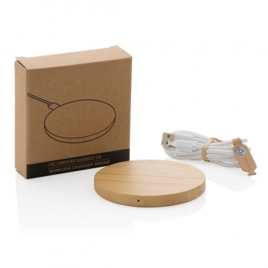 Logotrade promotional giveaway picture of: Bamboo 5W round wireless charger