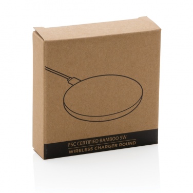 Logotrade corporate gift picture of: Bamboo 5W round wireless charger