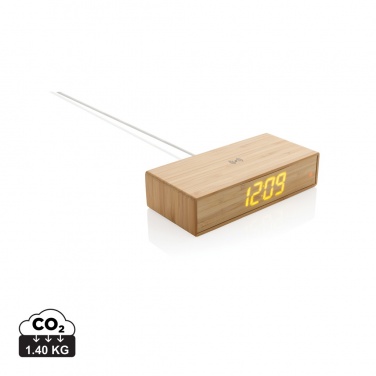 Logotrade promotional giveaways photo of: Bamboo alarm clock with 5W wireless charger