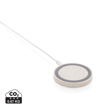 Logo trade advertising products image of: Wheat Straw 5W round wireless charging pad