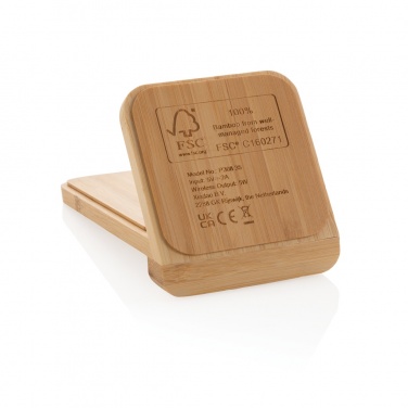 Logo trade promotional items image of: Bamboo 5W wireless charging stand