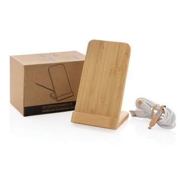Logotrade promotional merchandise photo of: Bamboo 5W wireless charging stand