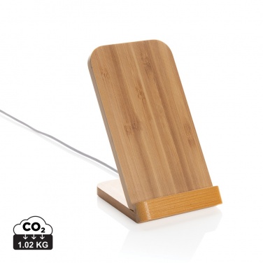 Logotrade promotional gift picture of: Bamboo 5W wireless charging stand