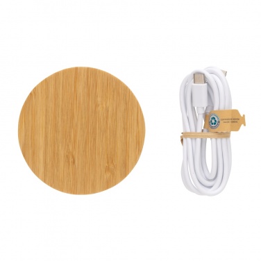 Logo trade corporate gifts picture of: Bamboo 15W wireless charger