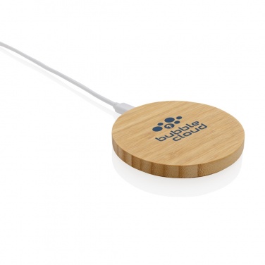 Logo trade corporate gifts picture of: Bamboo 15W wireless charger