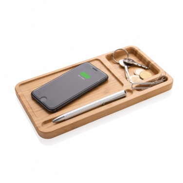 Logo trade business gift photo of: Bamboo desk organiser 10W wireless charger