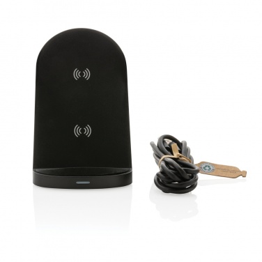 Logotrade promotional merchandise photo of: RCS recycled plastic double coil wireless stand 15W