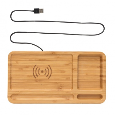 Logotrade business gift image of: Bamboo desk organiser 5W wireless charger