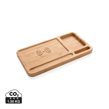 Logotrade corporate gift image of: Bamboo desk organiser 5W wireless charger