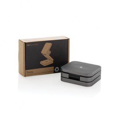 Logo trade promotional product photo of: Terra RCS recycled aluminum foldable 3 in 1 15W charger