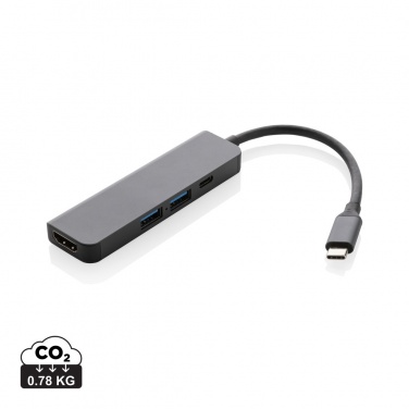 Logotrade corporate gift image of: Terra RCS recycled aluminum hub with HDMI input