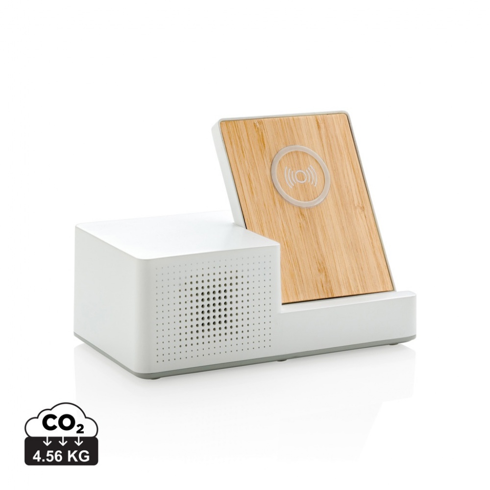 Logo trade advertising product photo of: Ontario 5W wireless charger with speaker