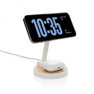 Logo trade advertising products picture of: Ontario RCS rplastic 15W magnetic charging 2 in 1 stand
